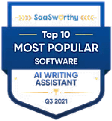 Saasworthy's top 10 fastest growing software with AI writing assistant award for Zoho Writer